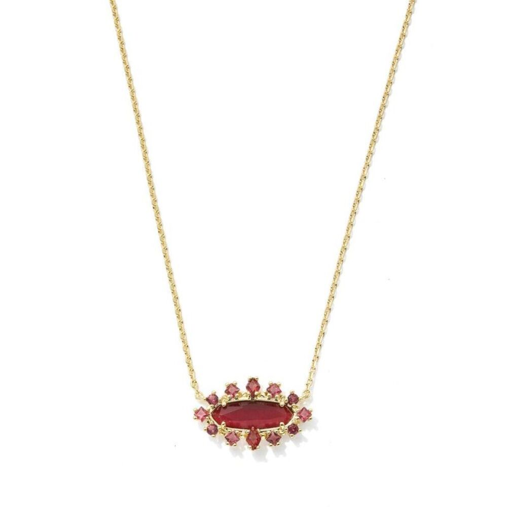 Open Box - Kendra Scott -  Eva Crystal Framed Pendant Necklace - Red - Picture 2 of 3
